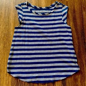 Blue and White Striped Blouse - S